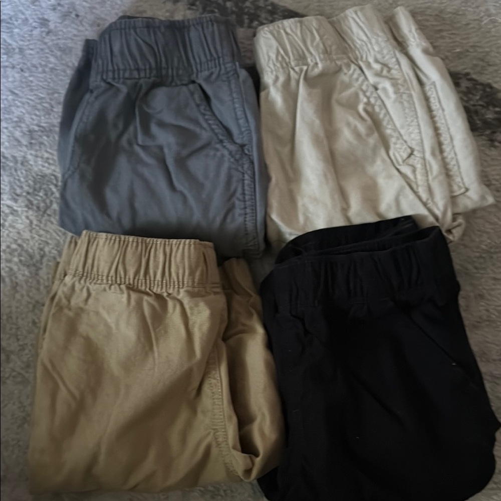 Kids Elastic Waist Bottoms - Black, Gray, Cream, Tan